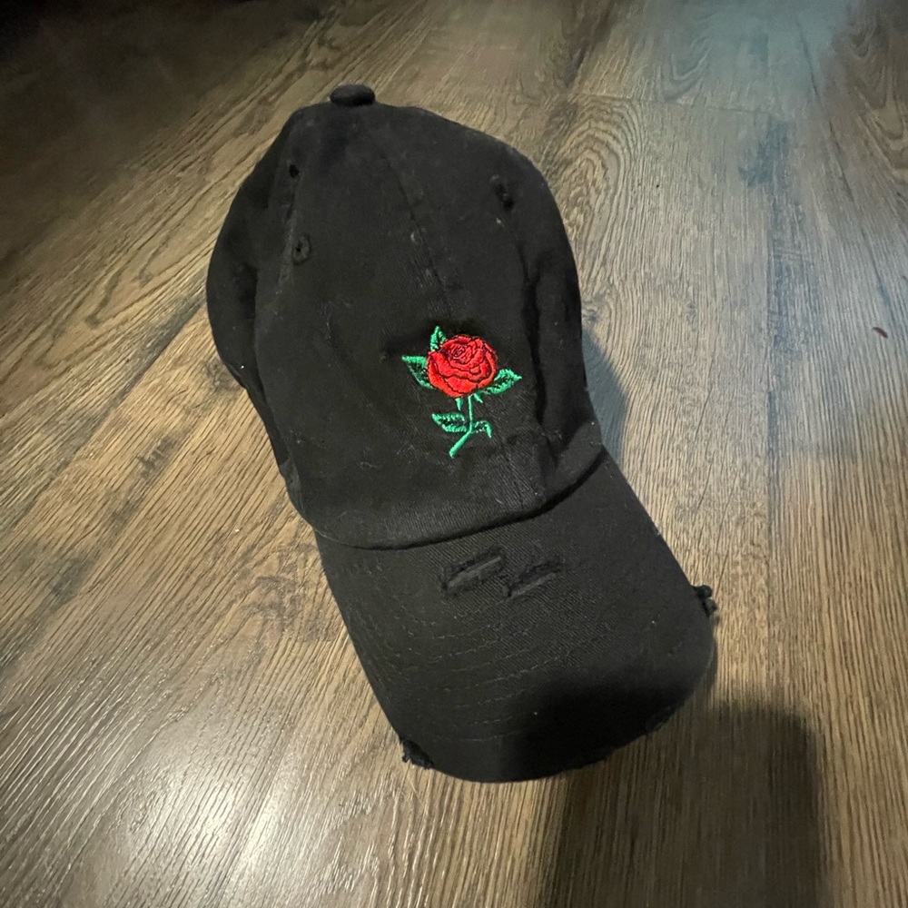 KBETHOS Vintage Hat, Black with Red Rose, women’s OS